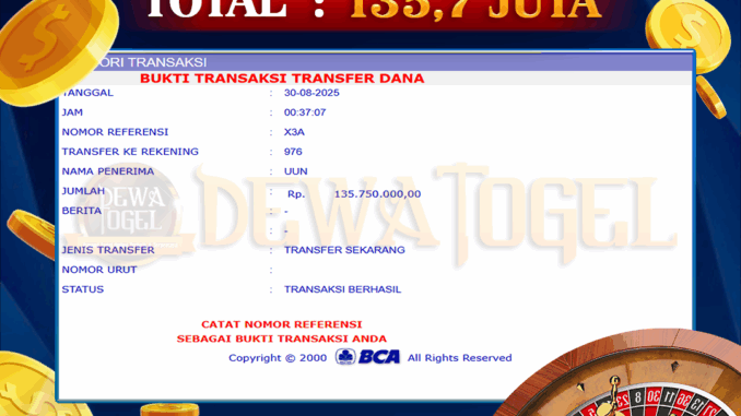 Bukti JP Dewatogel Casino